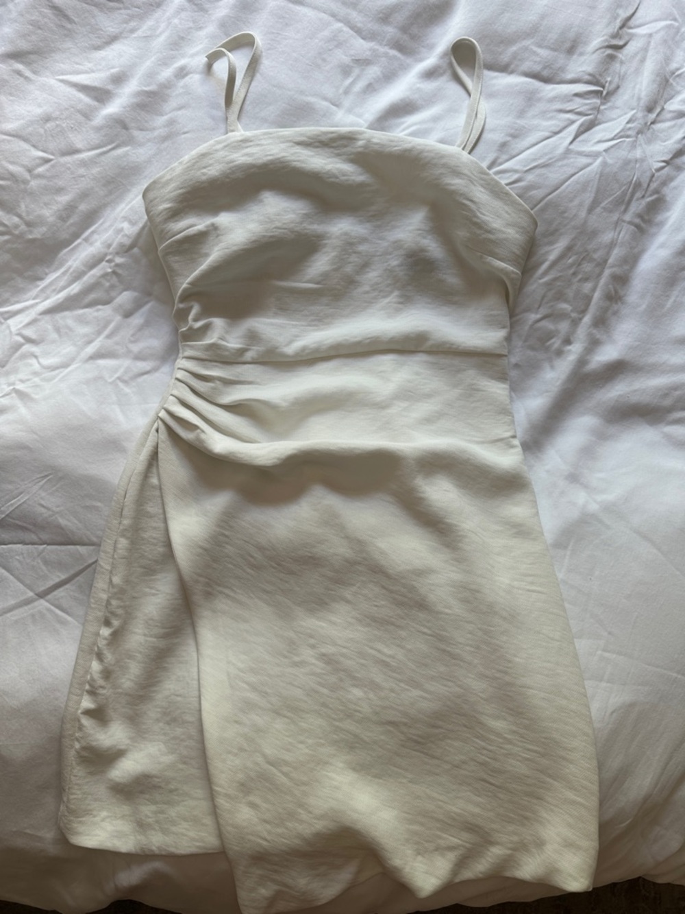 Zara Cream Strapless Mini Dress with Side Ruching